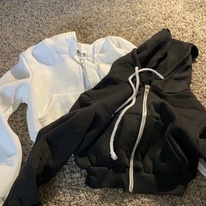 black and white crop hoodies